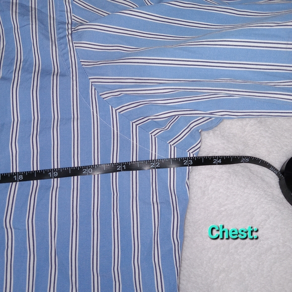 Ralph Lauren Mens L Custom Fit Striped Button Down Shirt Blue White Long Sleeve - Picture 7 of 10